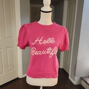 NWT Gilli Pink Puff Short Sleeve Sweater